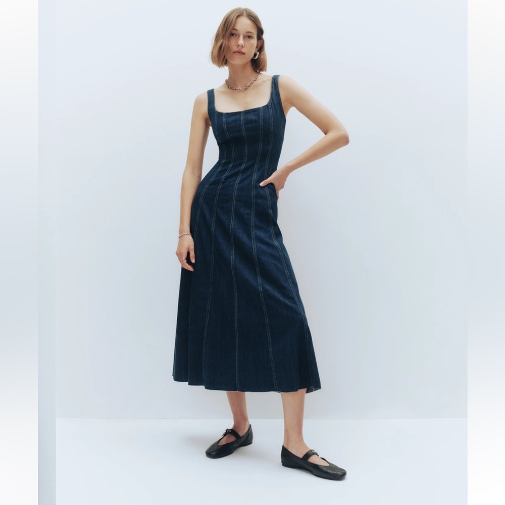 REFORMATION AMORY DENIM MIDI DRESS
